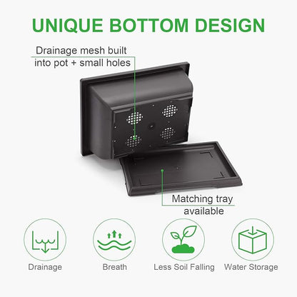 GROWNEER Bonsai Pots 3 Packs 11 Inch Bonsai Tree Training Pot with Humidity Drainage Trays & Repotting Mat Rectangle Planter Plants Starter Kit Growing for Garden Yard Office Indoor Outdoor