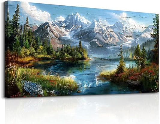 FUHAIHUA Canvas Wall Art For Living Room Wall Decor For Bedroom Modern Office Wall Decoration Mountains Rivers Landscape Painting Farmhouse Pictures Artwork Room Aesthetic Home Decor 20x40 In