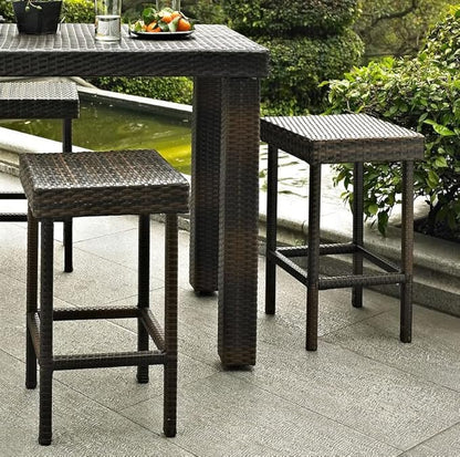 Crosley Furniture Palm Harbor Wicker Counter Height Outdoor Bar Stools, Set of 2, for Backyard, Patio, Deck, Brown