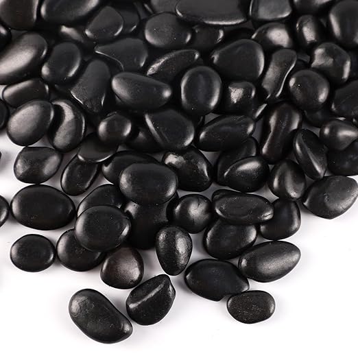 11LB Black River Rocks for Vases 3/4-1 5/8Inch River Stones Decorative Rocks for Plants Indoor Pebbles for Crafts Decorative Stones Gravels Rocks for Plants Outdoor
