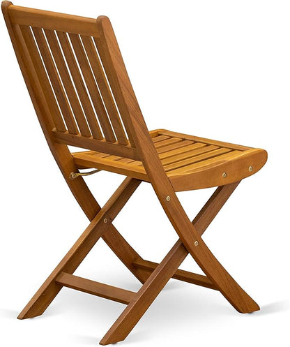 East West Furniture CMDK5CWNA 5 Piece Outdoor Patio Dining Sets Includes a Rectangle Acacia Wood Table and 4 Folding Side Chairs, 35x66 Inch, Natural Oil