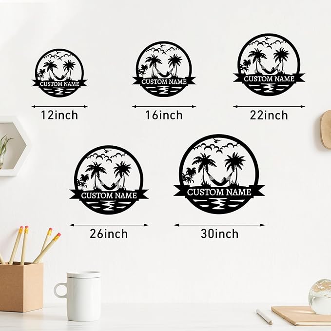 Personalized Beach & Pool Metal Signs - Custom Last Name Decor, Outdoor Patio Wall Art for House Warming Gifts