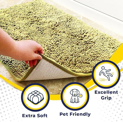Muddy Mat® | Super Water Absorbent Door Mat Indoor, Microfiber Quick Dry Chenille Entryway Rug, Slip Resistant Front Door Mat, Indoor Mats for Entryway, Machine Washable Pet Rug, Yellow 30" x 48"