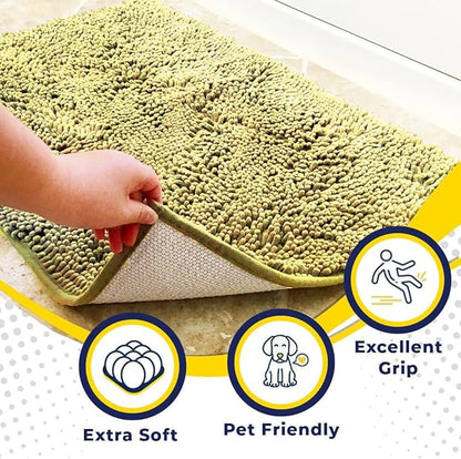 Muddy Mat® | Super Water Absorbent Door Mat Indoor, Microfiber Quick Dry Chenille Entryway Rug, Slip Resistant Front Door Mat, Indoor Mats for Entryway, Machine Washable Pet Rug, Yellow 28" x 48"