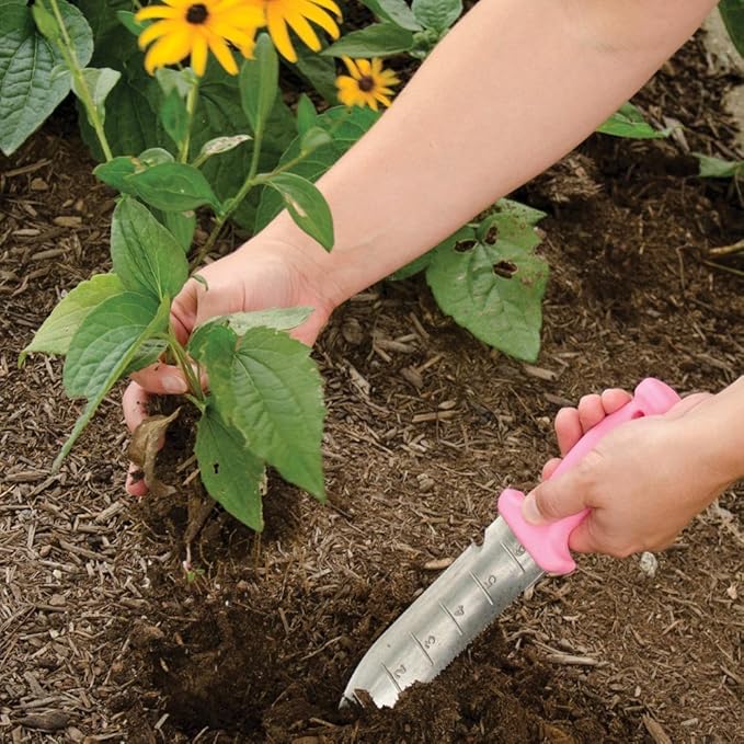 A.M. Leonard Deluxe Soil Knife, Pink – Hori Hori w/ 6-Inch Stainless Steel Blade