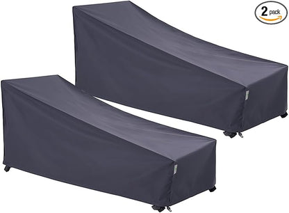 F&J Outdoors Waterproof UV Resistant Heavy Duty Patio Chaise Lounge Chair Cover, 2Pack, 84"Lx32"Wx34"H, Grey