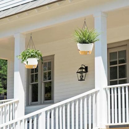 ZMTECH 12 Inch Hanging Planters for Indoor Plants, 1 Pack Self Watering Hanging Planter with Visual Reservoir, Hanging Pots for Plants Outdoor with Drainage Hole and Plant Hanger(1 Pack, White)