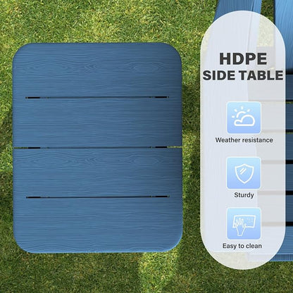 Ayge 17.7" Double Outdoor Side Table, Rectangular HDPE Adirondack End Table for Patio, Lawn, Pool, Garden, Backyard，Navy