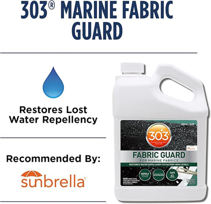 303 Marine Fabric Guard for Boat Covers & Canvas, 1 Gallon | Restores water and stain resistance on boat covers, canvas, and marine fabrics.