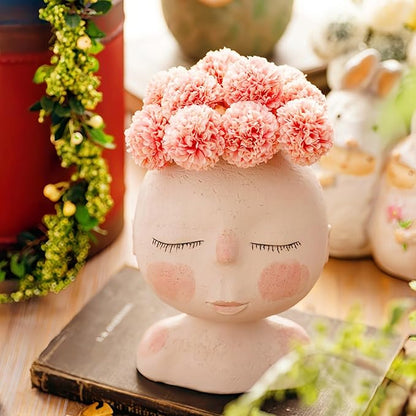 Face Planters Pots Head,Cute Succulents Plants Planters,Creative Resin Pots with Drainage Hole,Ideal Vase Gifts for Indoor Outdoor Garden Decor