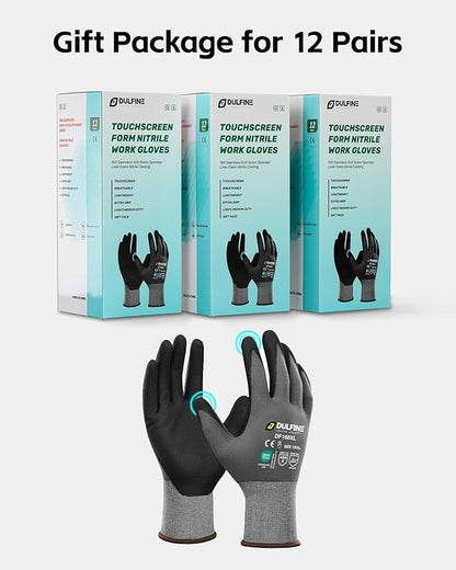 Safety Work Gloves MicroFoam Nitrile Coated-12 Pairs Pack,Red Seamless Knit Nylon Glove with Black Micro-Foam Nitrile Grip,Ideal for General Purpose,Automotive,Home Improvement,Painting(Large)
