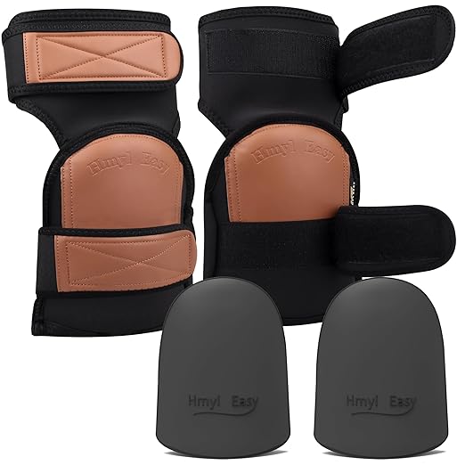 Super Soft Two Straps Leather Knee Pads for Work With Extra Pair of Liners, Shorts Available, Replaceable Inner Cushion Knee Pads for Construction, Garden, Clean, Floor and Garage – Beige for Man