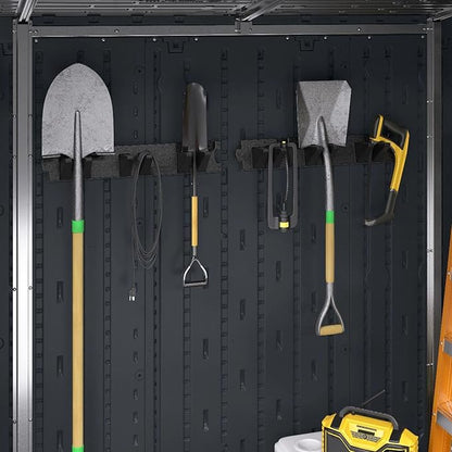 Suncast 3 Pack Long Handle Tool Organizer, Resin Wall Mount Storage Rack with Interlocking Hook System for Garage or Closet, 4.5” x 25” x 5.25”, Black