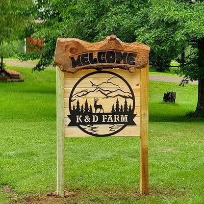 RealSteel Personalized Outdoor Metal Sign, Customize the Great Outdoor Deer & Mountain Monogram, Rustic Cabin, Lodge, or Home Décor, Laser Cut Steel Wall Art, Family Gifts