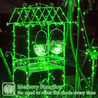 YEGUO 4 Pack Green Solar Fairy Lights, Each 33ft 100 LED Christmas Lights Outdoor Waterproof, 8 Modes Sliver Wire Solar String Lights