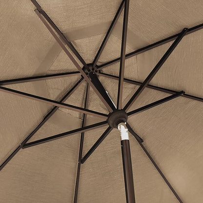 EliteShade USA 10-Year-Non-Fading 9Ft Market Umbrella Patio Umbrella Outdoor Table Umbrella with Ventilation, Heather Beige