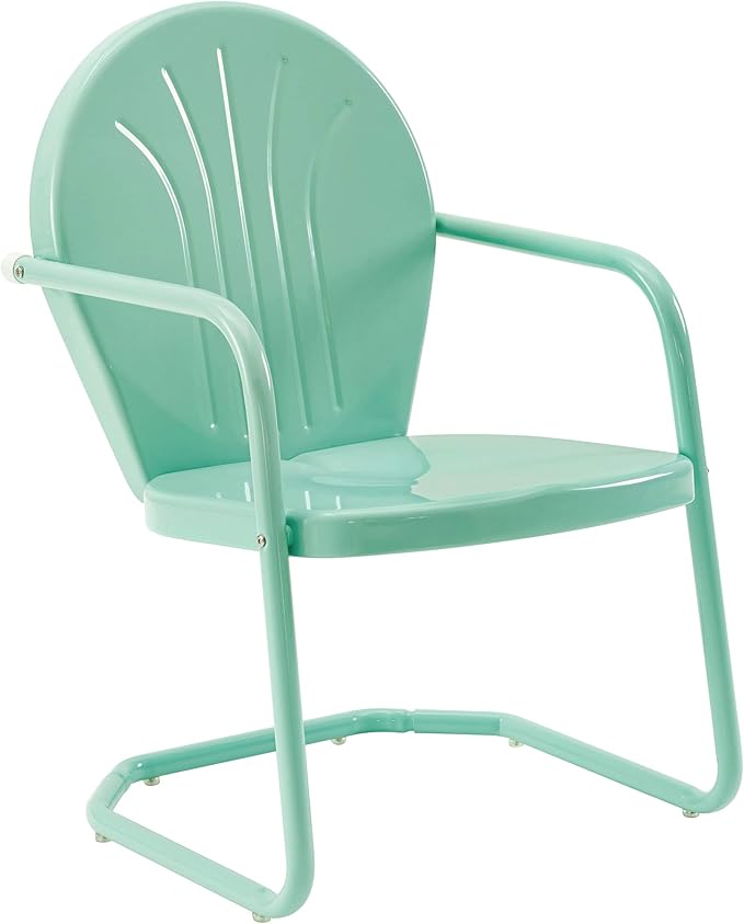 Crosley Furniture Griffith 3-Piece Outdoor Chair and Side Table Set, Retro Metal Bistro Patio Sets for Porch, Aqua
