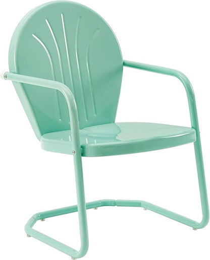 Crosley Furniture Griffith 3-Piece Outdoor Chair and Side Table Set, Retro Metal Bistro Patio Sets for Porch, Aqua