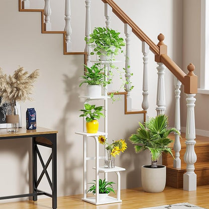 5 Tier Plant Stand Indoor, Plant Shelf for Multiple Plants, Flower Pot Holder Shelf, Planter Display Rack for Patio Garden Balcony Living Room Bedroom Decor, White