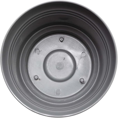 Bloem Saturn Round Planter with Saucer Tray: 12" - Charcoal - Durable Plastic Pot, Matte Finish, Removable Saucer, for Indoor & Outdoor Use, Gardening, 3 Gallon Capacity
