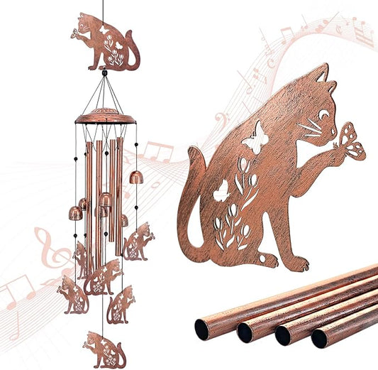 Cat Wind Chimes for Outside,Cat Gifts for Women/Men/Sympathy Gift/Memorial/Festival Birthday Gifts Metal windchimes Outdoors/Indoors,Patio,Garden Decor,Yard Decor,Porch
