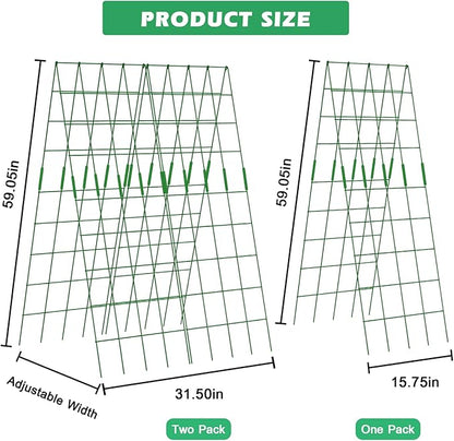 DoCred Cucumber Trellis, 59" High 2 Pack Foldable A Frame Trellis for Raised Bed Climbing Plants, Vegetables, Includes Plant Support Clips, Twist Ties, Plastic Ties- Made from PVC-Coated Steel