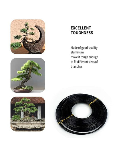 6Pcs Bonsai Wire, 6 Sizes of 1mm, 1.5mm, 2mm, 2.5mm, 3mm, 4mm Black Aluminum Wire, Total 152 Feet Bonsai Tool Kitfor Bonzai Trees Indoor