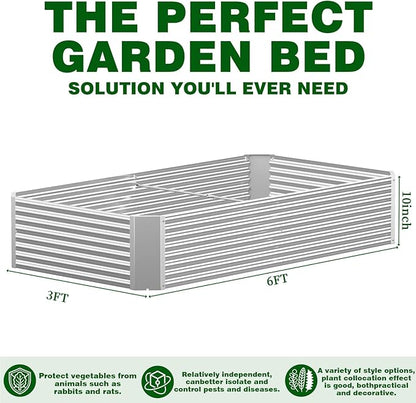 3 Pcs 6 x 3 FT Galvanized Steel Raised Garden Bed – Outdoor Planter Box for Root Vegetables, Herbs & Flowers, Large Metal Garden Beds for Backyards, Terraces and Balconies