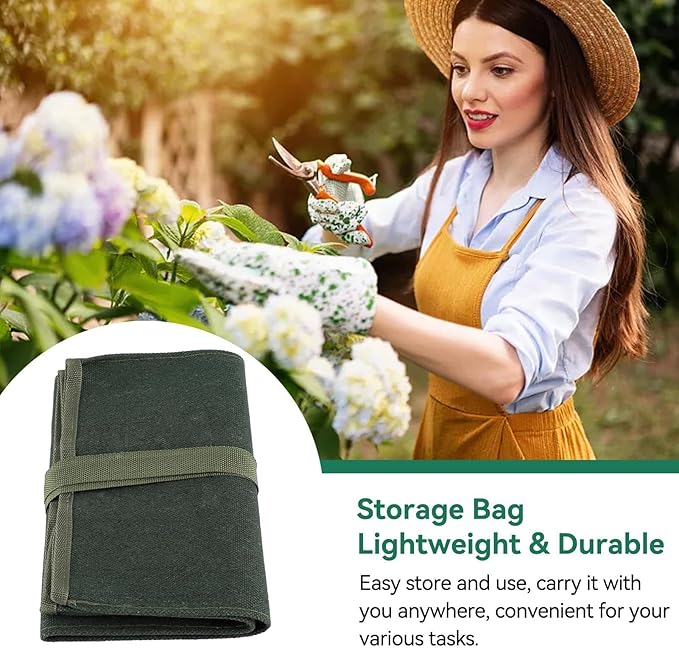 Tool Roll Up Pouch, Tool Rolls Bags Heavy Duty Canvas Roll-up Bonsai Tool Storage Bag with 10 Pockets for Garden Pockets Tool Roll Organizer