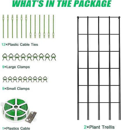 DoCred Cucumber Trellis, 2 Pack Foldable A Frame Trellis for Raised Bed Climbing Plants, Vegetables, Includes Plant Support Clips, Twist Ties, Plastic Ties- Made from PVC-Coated Steel