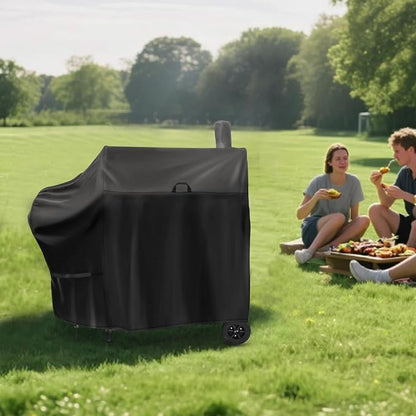 Grill Cover for Royal Gourmet CC1830FC Charcoal Grill Offset Smoker, 46inch Outdoor Heavy Duty BBQ Grill Cover Waterproof-46 L x 28" W x 48" H