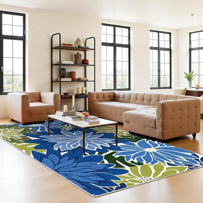 ZonLi Colorful Outdoor Rug 6x9Ft Waterproof Multicolored Indoor Area Rug Washable Outdoor Patio Rugs Tropical Floral Non Slip Outdoor Carpet for Living Room, Pool,Backyard,Deck,Camping