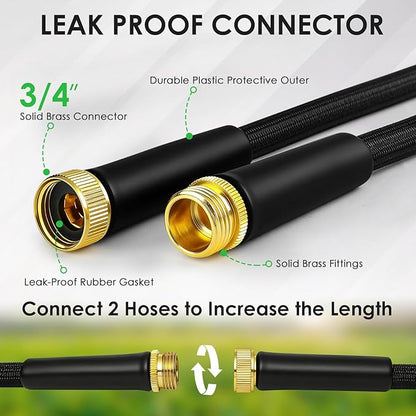 Garden Hose 75 FT, Non-Expanding Lightweight Water Hose with 10 Function Nozzle, Flexible, Kink Free, Wear-Resistant Fabric Leak Proof Garden Hoses for Outdoor, Yard, Lawn, Car, Marine, RV, Pet Bath
