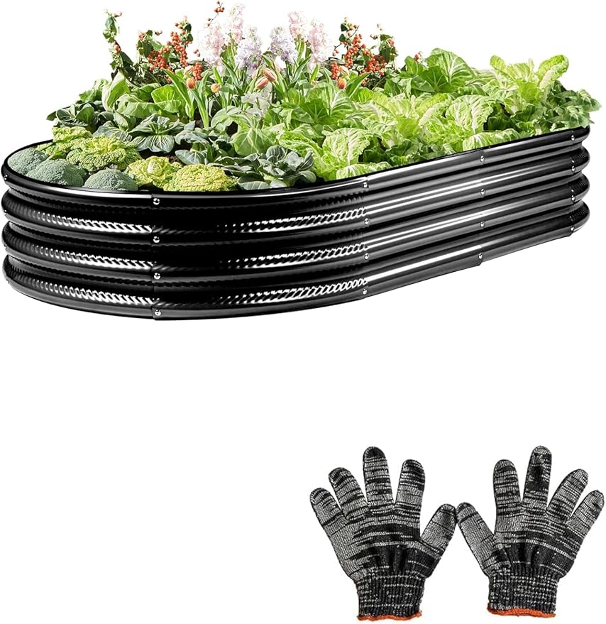 6×3×1 ft Black Raised Garden Bed for Outdoor, Easy Assembly & Rust-Resistant Galvanized Planter Box for Vegetables, Flowers & Herbs