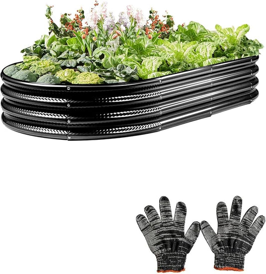 6×3×1 ft Black Raised Garden Bed for Outdoor, Easy Assembly & Rust-Resistant Galvanized Planter Box for Vegetables, Flowers & Herbs