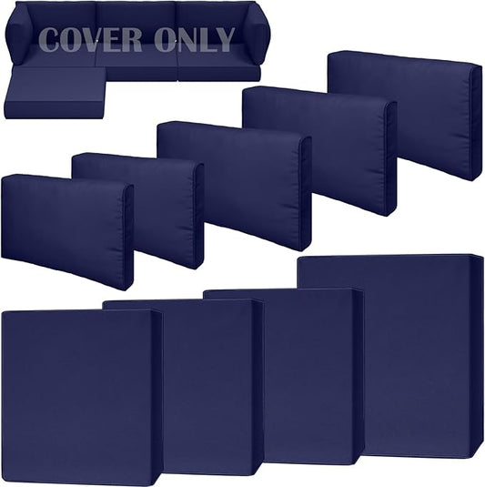 9 Piece Outdoor Patio Waterproof Cushion Covers, Fits 4-Seat Wicker Rattan Sectional Couch Chair Furniture Cover Replacement Set - Fade-Resistant Patio Cushion Covers with Zipper