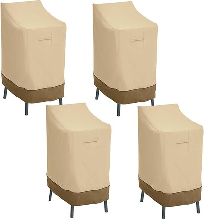 Classic Accessories Veranda Water-Resistant 26 Inch Patio Bar Chair & Stool Cover, 4-Pack, Patio Furniture Covers
