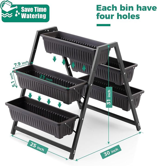 Raised Garden Planter Bed, Tiered Planter Stand with 5 Boxes, 25" Long*30" Wide*31" Tall, Vertical Raised Garden Bed for Herbs, Flowers, or Vegetables in Patio Balcony Indoor Outdoor