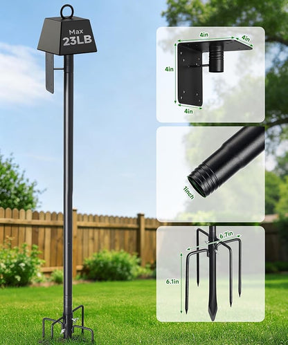 2 Pack Bird House Pole, Heavy Duty Outdoor Bird Feeder Pole with Stable 5-Prong Base, 102” Tall Adjustable Height, 1 Inch Dia Universal Mounting Stand for Yard Garden Bird Watching and Feeding
