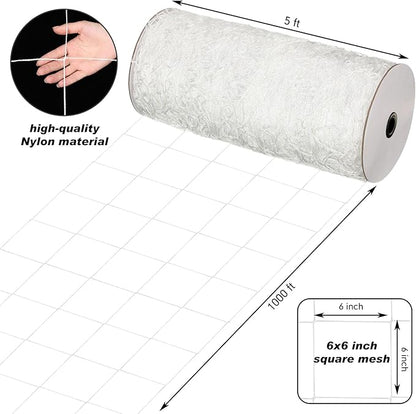 Berlune 5 x 1000 ft Trellis Netting Roll Soft Mesh Nylon Heavy Duty Garden Trellis Netting Bulk for Climbing Plants, Grape Racks, Growing Support Bean, Pea, Tomatoes