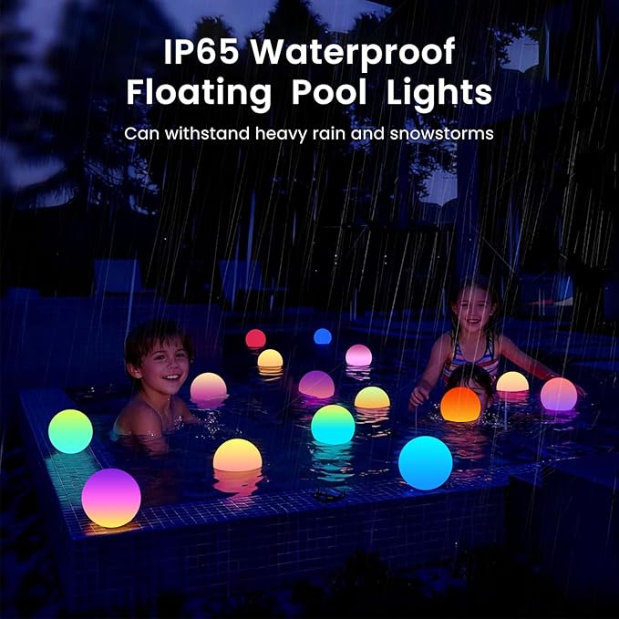 LOFTEK LED Ball Light, Multi-Color Rechargeable Night Lights, 3-inch RGB Globe Mood Lighting, Waterproof Ambient Lighting Lamp for Home Bedroom Patio Pool Decorative Lighting, Birthday Gift,4 Pack