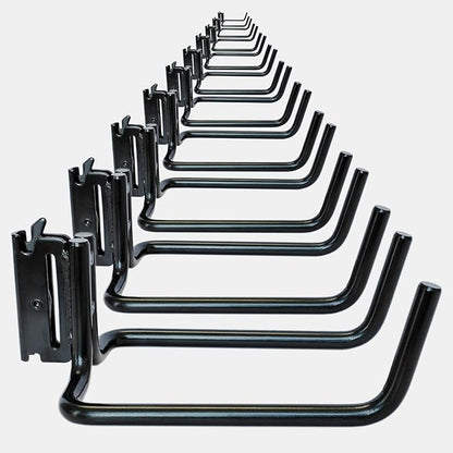 10 Pack E Track Double J Hooks, Heavy Duty Black Large Steel Shovel/Tool Hanger for Store Long Handled Tools, E Track Tie Down Accessories for Trailers, Trucks, Garden Tools Organizers Storage