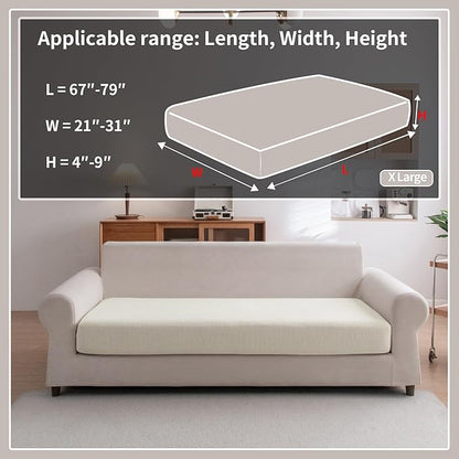 OHSIO Sectional Couch Covers, Wear Resistant Stretch Sofa Covers Washable Soft Couch Cushion Covers Anti Slip Furniture Protector Sofa Slipcovers for Pets (1 Piece Oversized Sofa Cushion, Ivory)