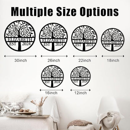 Personalized Metal Tree of Life Wall Sign | Custom Family Name Sign | Outdoor Balcony Decor | Wedding Housewarming Gift