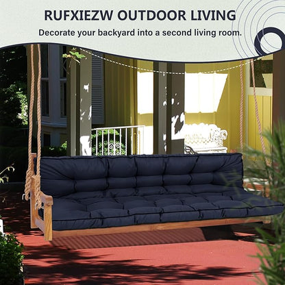 2/3 Seater Swing Replacement Cushion, Waterproof Porch Swing Cushions with Backrest, Thickened Bench Cushions for Outdoor Furniture, for Outdoor Patio Swing (Navy Blue, 70.8 * 40in)