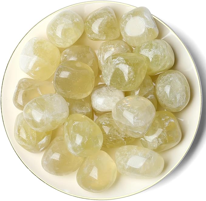 QINJIEJIE Citrine Polished Stones Tumbled Crystals Bulk Gemstones Healing Crystal Rocks Quartz Set Decorative Landscape Stone Natural Reiki Gem for Vase Filler Home Decoration Beginner Gift 0.5 LBS