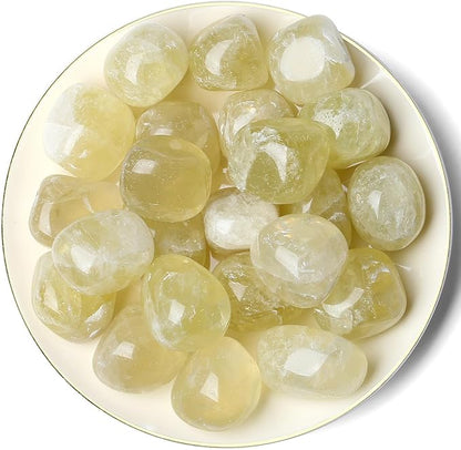 QINJIEJIE Citrine Polished Stones Tumbled Crystals Bulk Gemstones Healing Crystal Rocks Quartz Set Decorative Landscape Stone Natural Reiki Gem for Vase Filler Home Decoration Beginner Gift 0.5 LBS