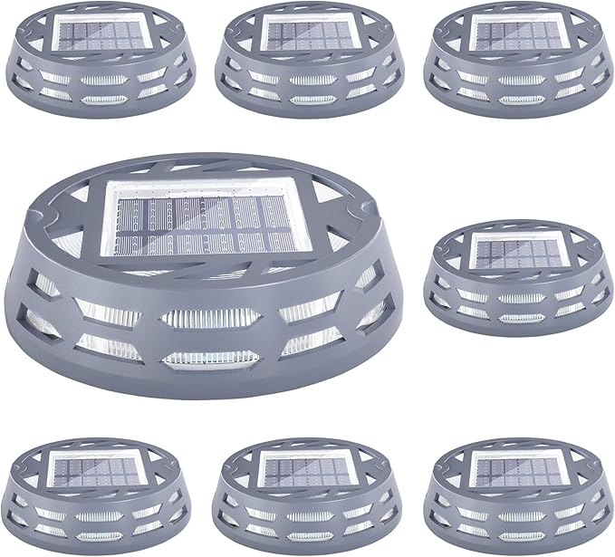 Solar Deck Lights Outdoor Driveway Marker Dock LED Light,3 Lighting Modes,Warm/Bright White and Blue IP67 Waterproof Road Markers for Driveway Sidewalk Garden Pathway Yard