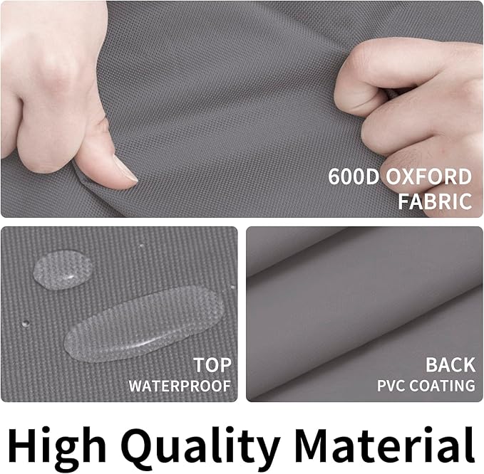 Easy-Going 600D Heavy Duty Patio Furniture Cover, Outdoor Rectangular Table and Chair Set, Waterproof Sectional Set (90"L x 64"W x 28"H, Grey)