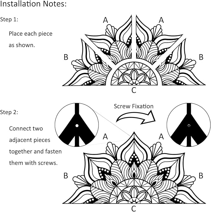 ESTART Large Metal Mandala Wall Art, Unique Lotus Flower Wall Decor for Living Room Bedroom Office and Home Indoor and Outdoor Decoration (Gold)
